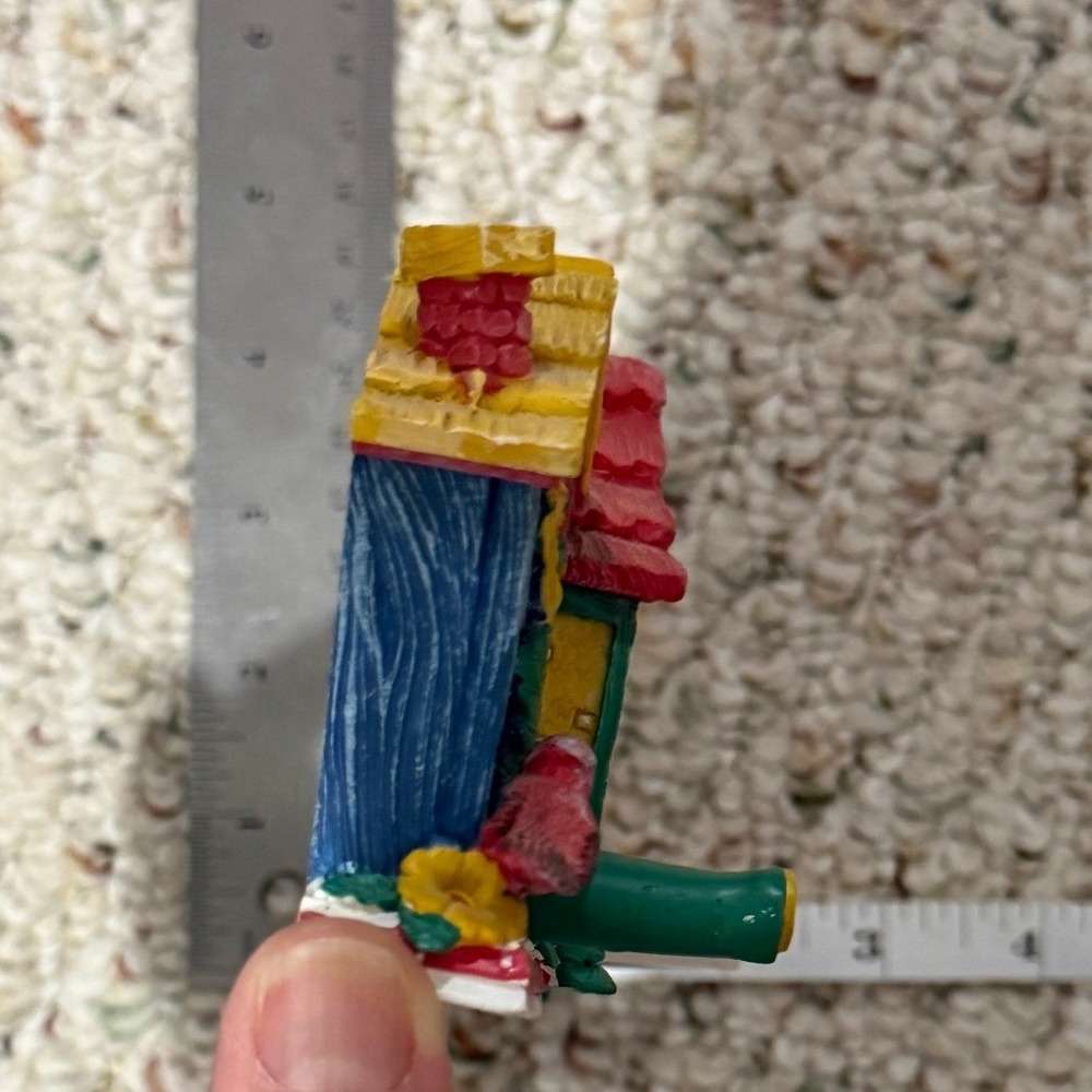 Colorful Birdhouse Wall Hooks Rack Cottage Garden Resin Hanging Organizer 1990s - Picture 6 of 6
